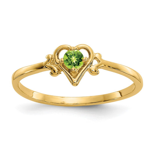 Exclusive 10K Gold Heart Ring with Peridot | Stylish & Affordable Jewelry