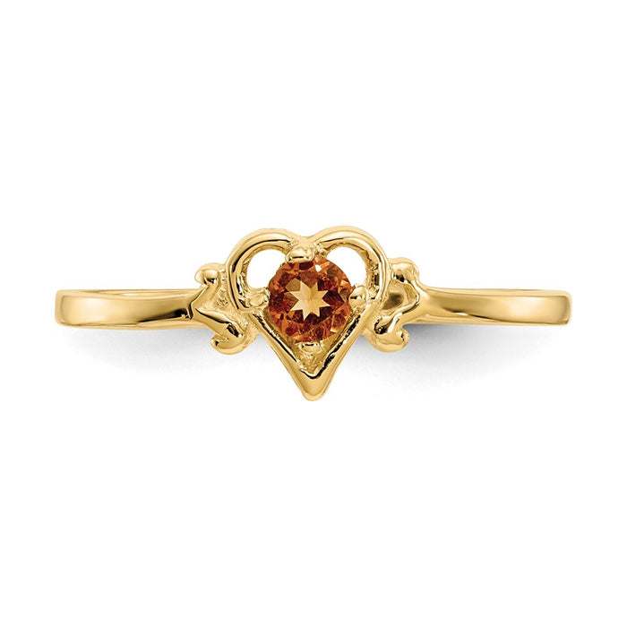 Shop 14K Gold Heart Ring with Citrine Birthstone - Stylish and Affordable Luxury-4