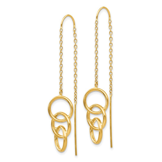 Buy 14K Gold Triple Circle Threader Earrings - Stylish & Affordable Luxury!