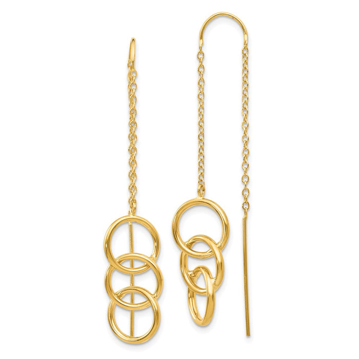 Buy 14K Gold Triple Circle Threader Earrings - Stylish & Affordable Luxury!-1