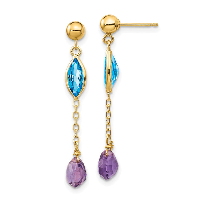 Shop Stylish 14K Gold Amethyst & Blue Topaz Stud Earrings - Affordable Luxury-1