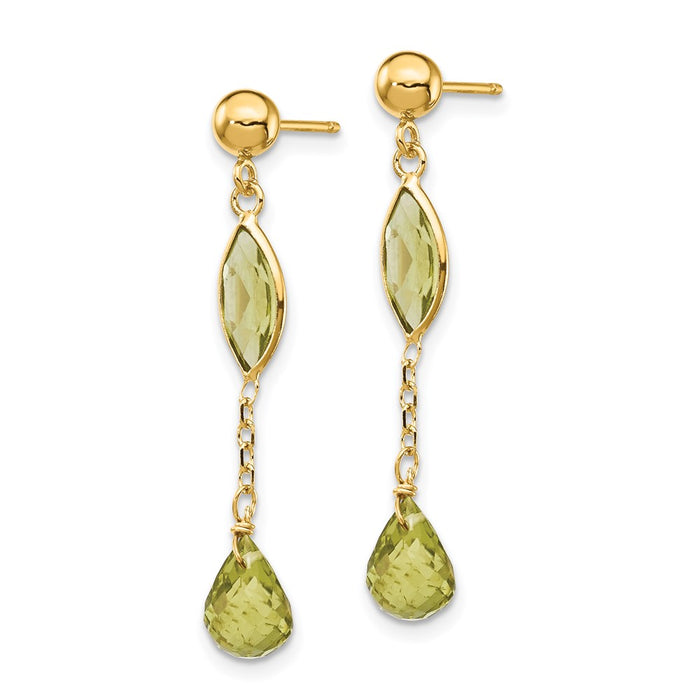 Designer 14K Gold Peridot Stud Earrings - Stylish Luxury, 0.85mm, Affordable Price-2
