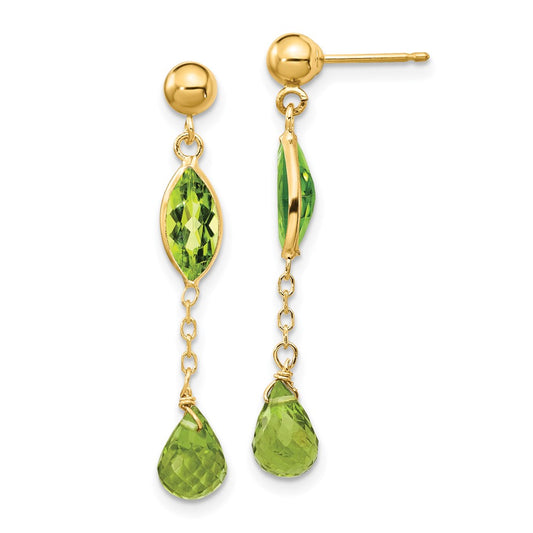 Designer 14K Gold Peridot Stud Earrings - Stylish Luxury, 0.85mm, Affordable Price