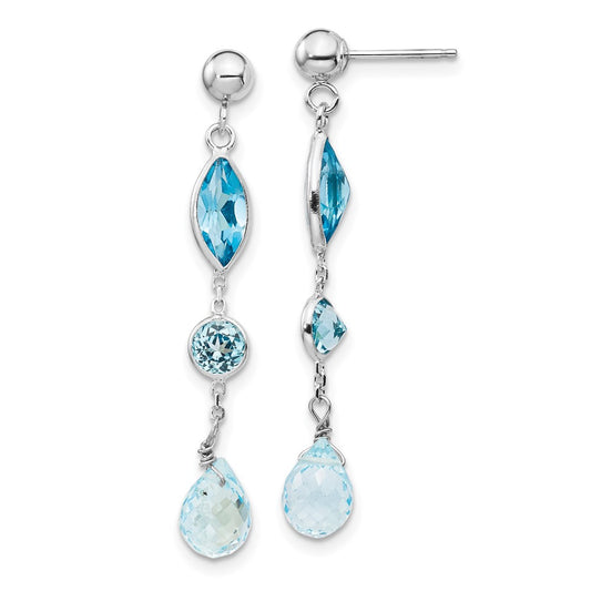 Buy Exclusive 14K White Gold Blue Topaz Stud Earrings - Stylish & Affordable!