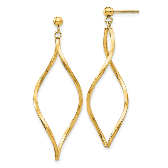 Buy Stylish 14K Gold Twisted Dangle Post Earrings - High-Quality Design!-1