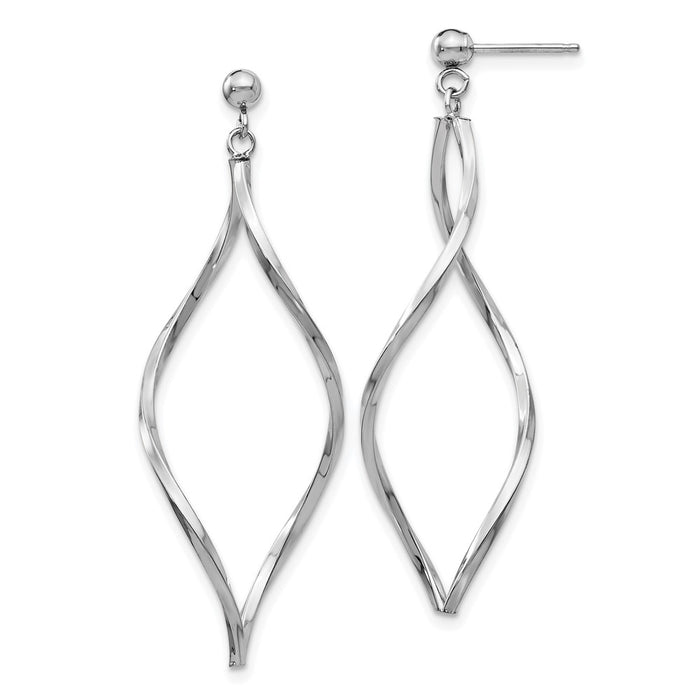 Exclusive 14K White Gold Twisted Drop Earrings - Stylish Design, Affordable Luxury-1