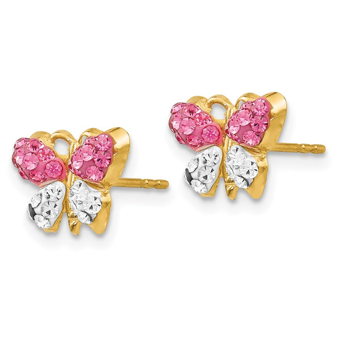 Exclusive 14K Pink & White Crystal Butterfly Stud Earrings - Stylish Value!-2