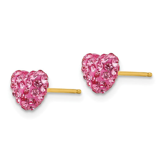 Shop Stylish 14K Rose Gold 6mm Heart Earrings with Crystal Accents