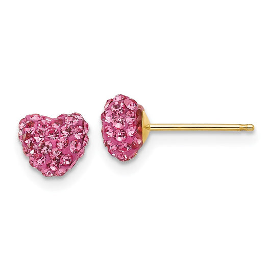 Shop Stylish 14K Rose Gold 6mm Heart Earrings with Crystal Accents
