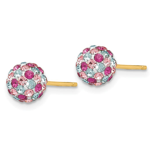 Buy Stylish 14K Gold Multi-Colored Crystal 6mm Ball Earrings - Affordable Luxury!