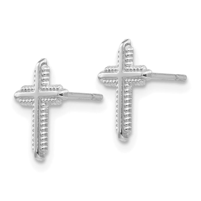 Shop Stylish 14K White Gold Cross Post Earrings | Polished, Lightweight, Affordable-2