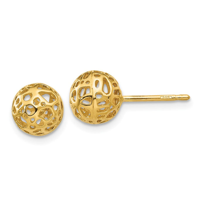 Shop Stylish 14K Yellow Gold Decorative Ball Stud Earrings - Medium Size, 3g-1