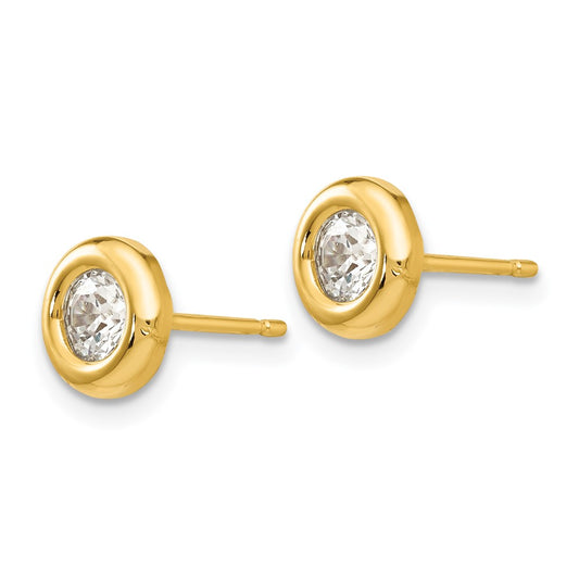 Shop Stylish 14K Gold Polished Cubic Zirconia Fancy Stud Earrings - 1.5g