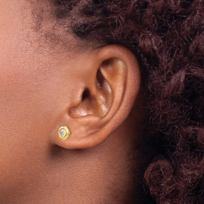 Shop Stylish 14K Gold Polished Cubic Zirconia Fancy Stud Earrings - 1.5g-3