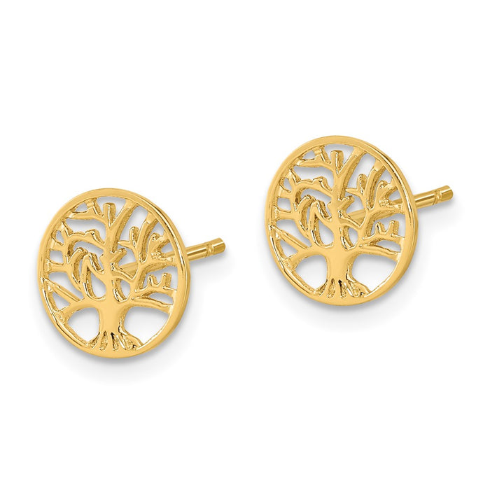 Shop Stylish 14K Gold Round Tree Design Post Earrings - High-Quality & Affordable-2