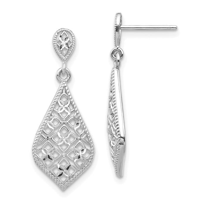 High-Quality 14K White Gold Drop Earrings - Stylish & Affordable Elegance-1