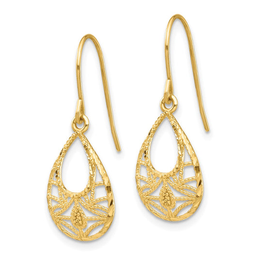 Order Stylish 14K Gold Diamond-Cut Dangle Earrings - Luxury Appeal & Value
