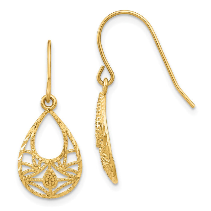 Order Stylish 14K Gold Diamond-Cut Dangle Earrings - Luxury Appeal & Value-1
