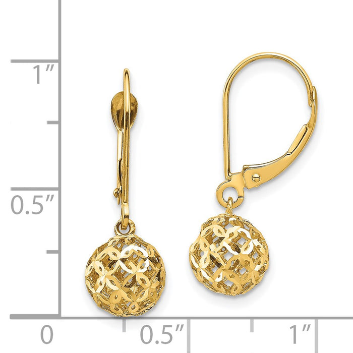Exclusive 14K Gold Diamond-Cut Bead Dangle Earrings - Stylish & Affordable!-4