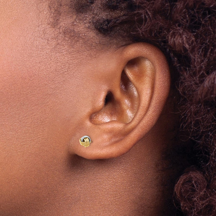 Buy Stylish 14K White Gold Love Knot Stud Earrings - .85mm, Rhodium-Plated-3