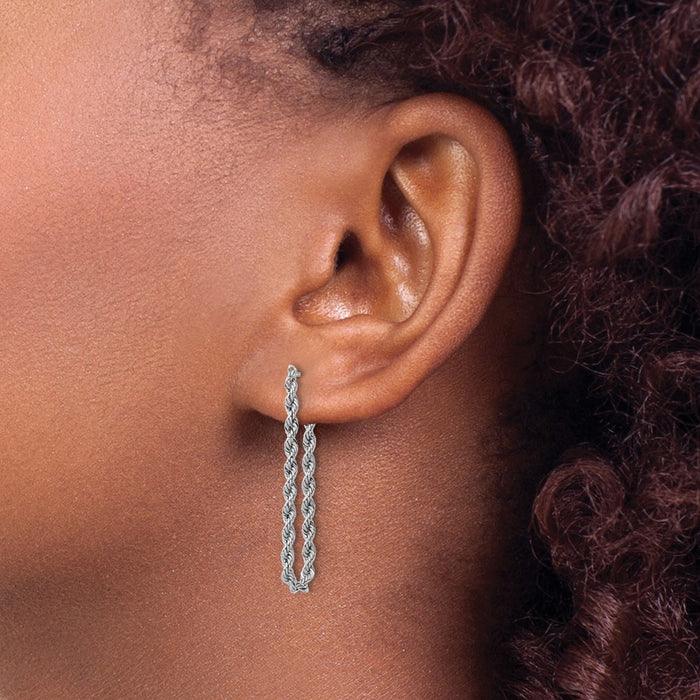 High-Quality 14K White Gold Polished Rope Drop Earrings - Stylish Value-3