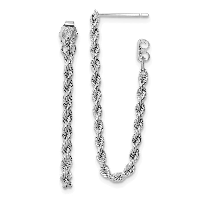 High-Quality 14K White Gold Polished Rope Drop Earrings - Stylish Value-1
