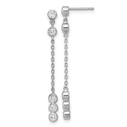 Exclusive 14K White Gold Chain Link Drop Earrings | Stylish Cubic Zirconia