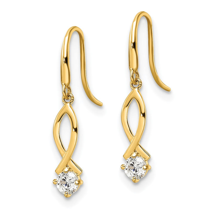 Buy Stylish 14K Gold Cubic Zirconia Dangle Earrings - Affordable Luxury!-2