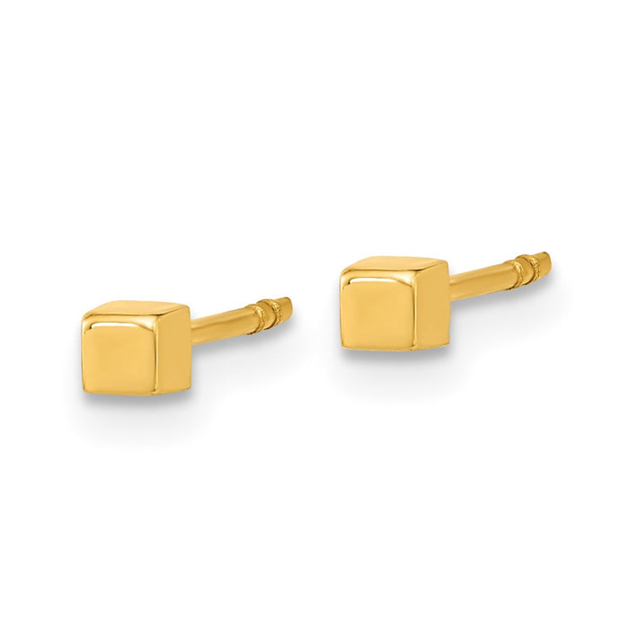 Shop Stylish 14K Gold Polished Cube Stud Earrings - 0.85mm, Affordable Price-2