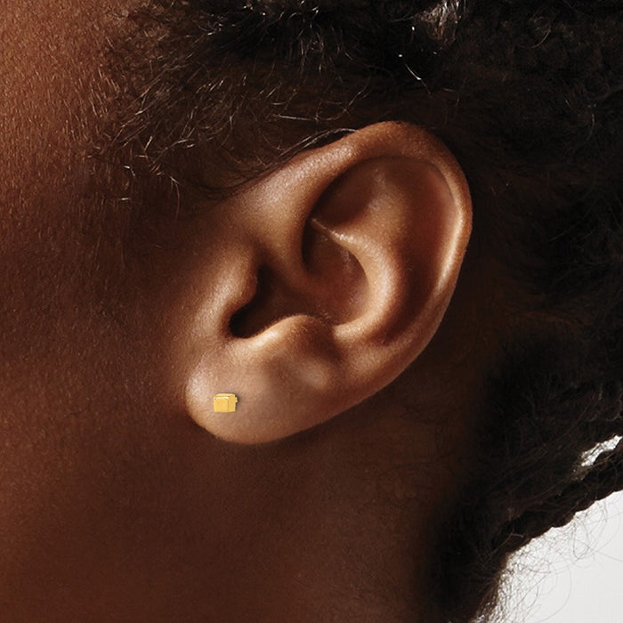 Shop Stylish 14K Gold Polished Cube Stud Earrings - 0.85mm, Affordable Price-3