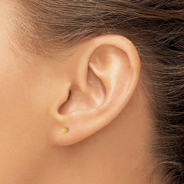 Shop Stylish 14K Gold Polished Cube Stud Earrings - Luxury at Affordable Prices-3