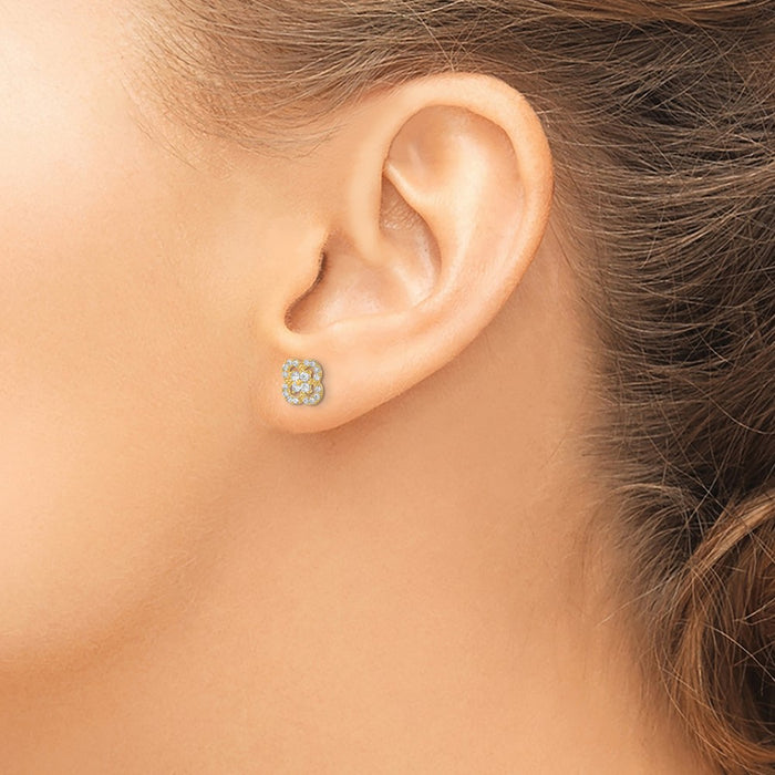 Buy Stylish 14K Gold Polished Flower CZ Stud Earrings - Affordable Luxury-3