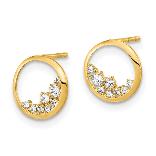 Shop Stylish 14K Gold Polished Open Circle CZ Stud Earrings | Affordable Luxury