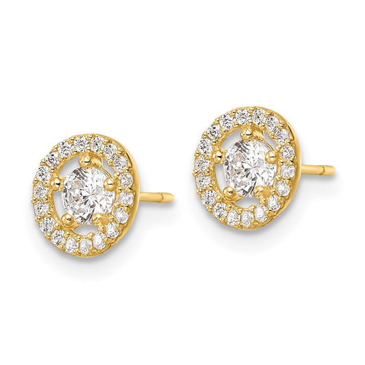 Buy Luxury 14K Gold Cubic Zirconia Halo Stud Earrings - Stylish & Affordable