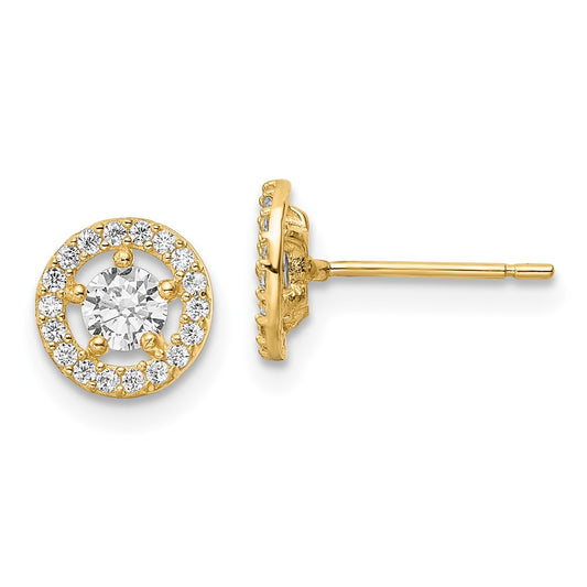 Buy Luxury 14K Gold Cubic Zirconia Halo Stud Earrings - Stylish & Affordable