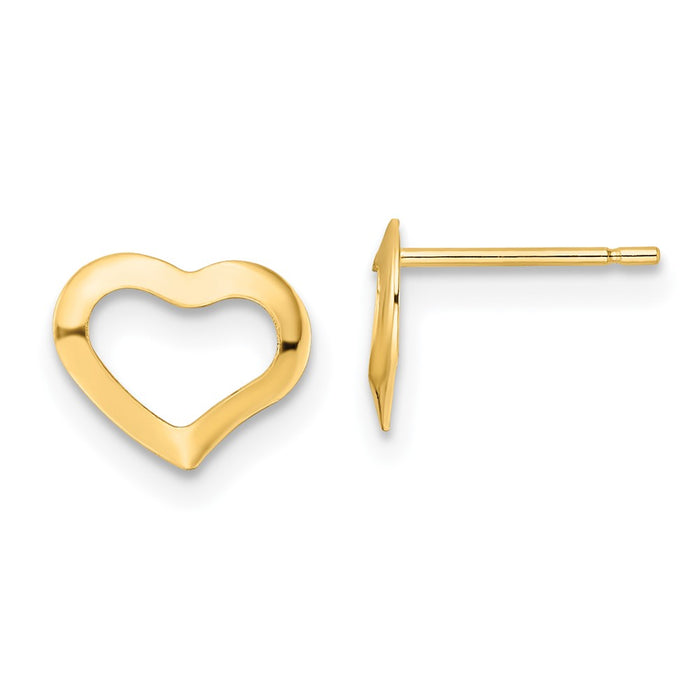 Shop 14K Gold Polished Heart Stud Earrings - Stylish Luxury for Any Occasion-1
