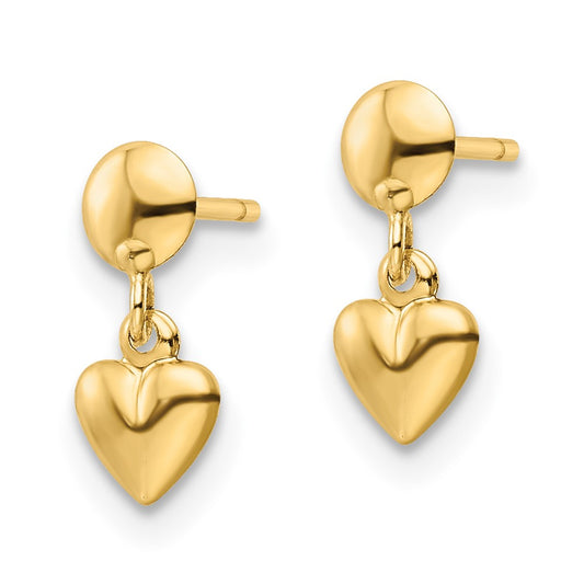 Buy Stylish 14K Gold Polished Heart Drop Earrings - Affordable Luxury Jewelry