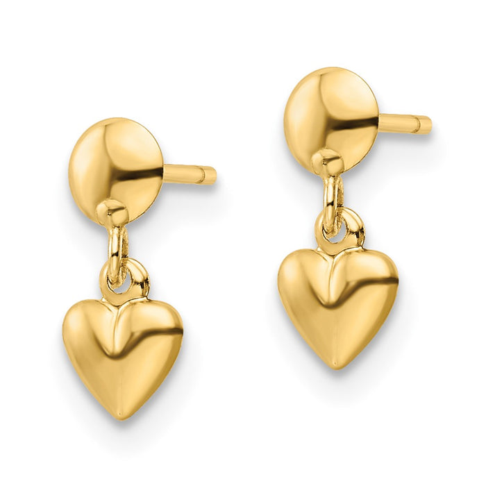 Buy Stylish 14K Gold Polished Heart Drop Earrings - Affordable Luxury Jewelry-2