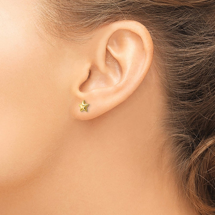 Exclusive 14K Gold Polished Star Stud Earrings - Stylish & Affordable Luxury-3