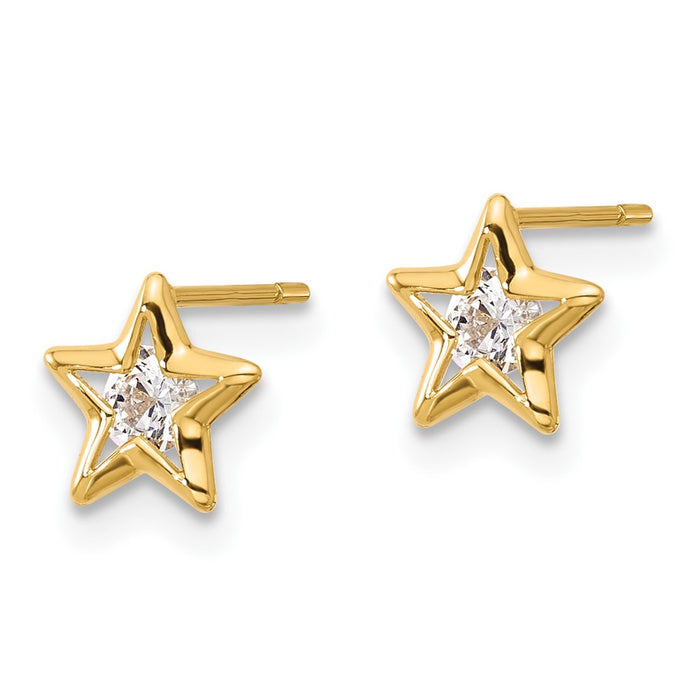 Shop Stylish 14K Gold Cubic Zirconia Star Stud Earrings - Affordable Luxury-2