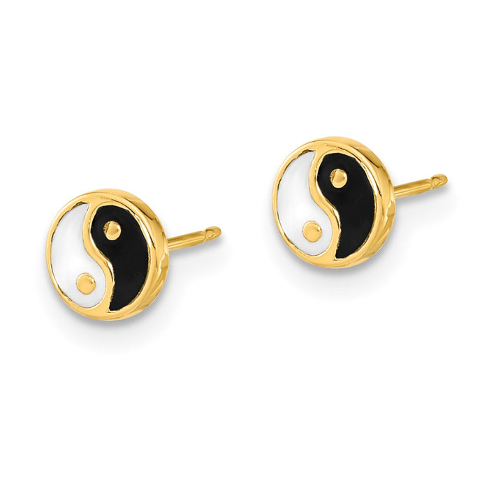 Buy Designer 14K Gold Yin and Yang Earrings - Stylish Black & White Enamel-2