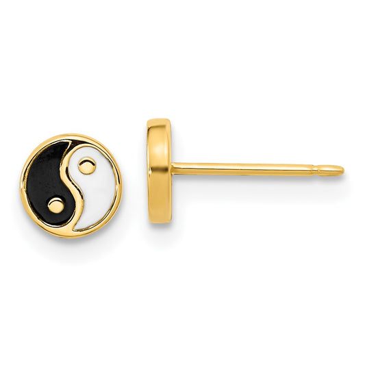 Buy Designer 14K Gold Yin and Yang Earrings - Stylish Black & White Enamel