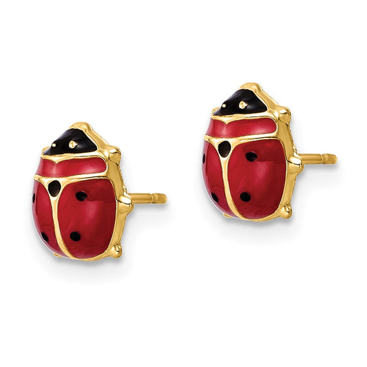 Shop Stylish 14K Gold Polished Large Ladybug Enamel Post Earrings - Affordable Luxury