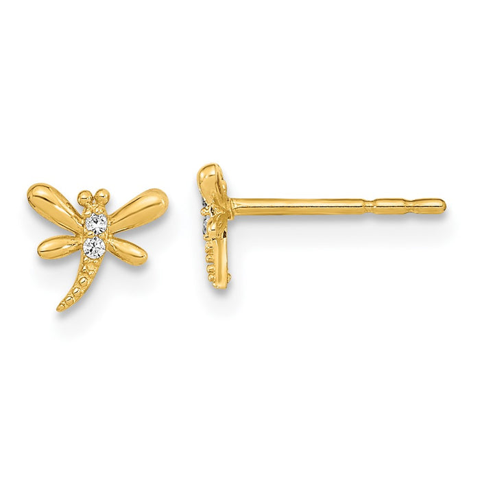Buy Exclusive 14K Gold Polished Dragonfly Earrings with CZ Studs, Stylish Value-1