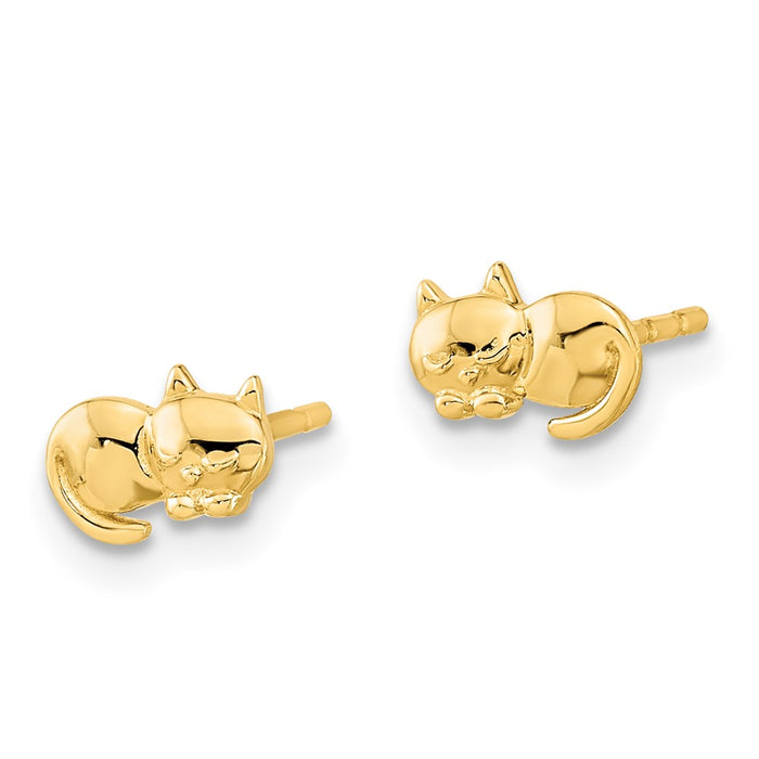 Shop Exclusive 14K Gold Polished Cat Post Earrings - Stylish & Affordable Choice-2