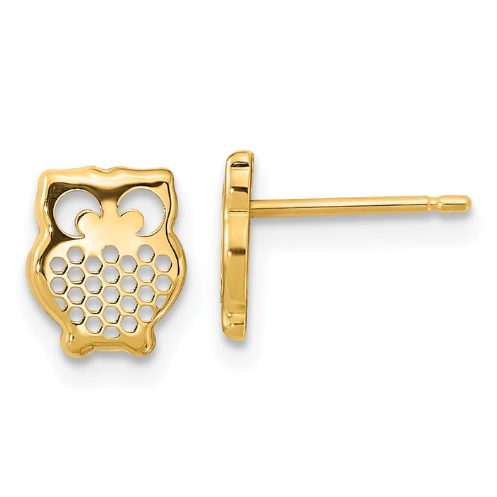 High-Quality Textured 14K Gold Owl Post Earrings - Stylish & Affordable!-1