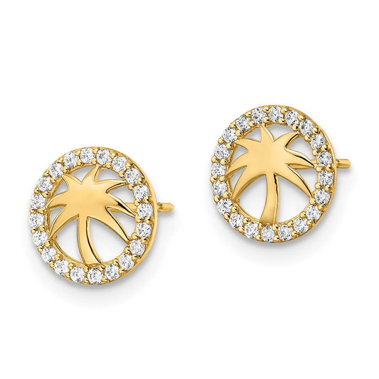 Shop Stylish 14K Gold Palm Tree Stud Earrings with Cubic Zirconia | Luxury Value