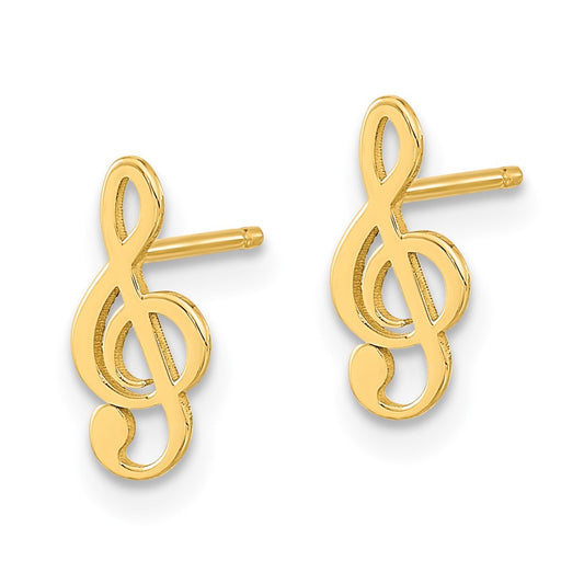 Buy Stylish 14K Gold Polished Treble Clef Note Stud Earrings - 0.85mm Design