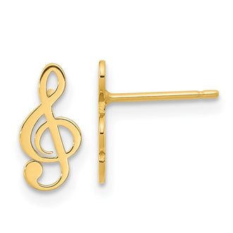 Buy Stylish 14K Gold Polished Treble Clef Note Stud Earrings - 0.85mm Design