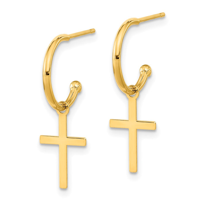 Shop Stylish 14K Gold Polished Cross Drop Earrings - Luxury & Affordable Elegance-2